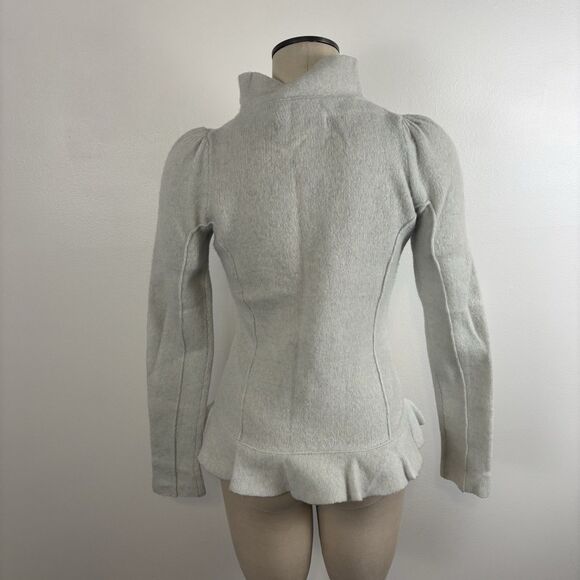 Anthropologie Cartonnier Light Blue Boiled Wool Ruffled Collared Cardigan XS - Picture 7 of 7